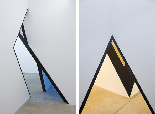 Sarah Oppenheimer "D-33" (2012), Installation View, aluminium, glass and existing architecture, Courtesy of the Artist and PPOW Gallery, New York