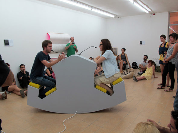 Grayson Cox - "Ergonomic Discussion Lectern" (2010), installed at the Bezalel Academy in Tel Aviv, Israel