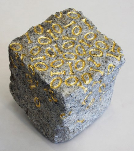 Nicky Broekhuysen - "When The Streets Were Paved With Gold" (2012), found cobblestone carved and inlayed with 24 carat gold leaf, 11 x 10 x 10cm; DE JOODE & KAMUTZKI Winter Auction 2013