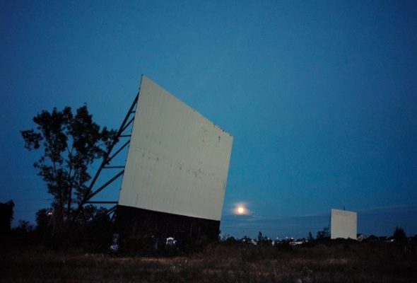 Wim Wenders – “Drive-in at night, Montréal, Canada”, (2013), C Print; courtesy of the artist and Blain|Southern