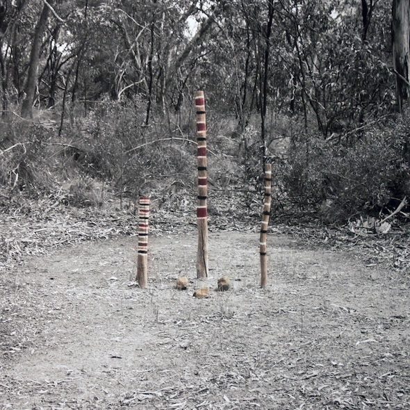 James Tylor, 'Un-Resettling (Totem Poles/Land Markers)', hand coloured digital print, 2016 // courtesy of the artist
