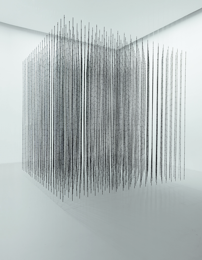 Mona Hatoum, 'Impenetrable', 2009. Black finished steel and fishing wire, 300 x 300 x 300 cm. // Courtesy of Mathaf: Arab Museum of Modern Art; Photo: Markus Elblaus