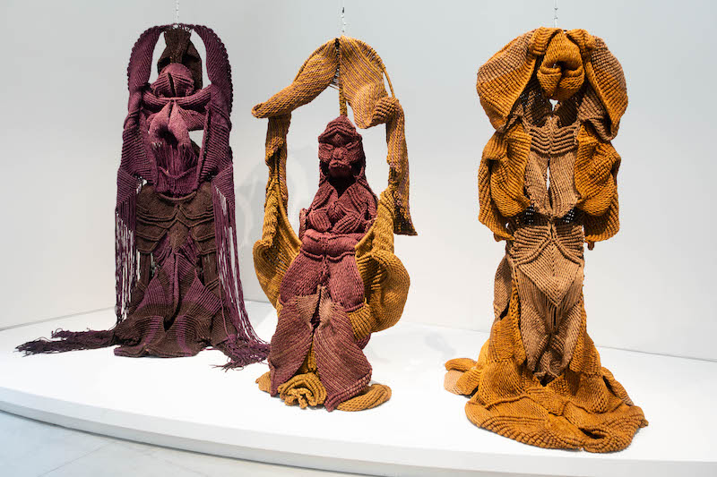 Three sculptures made of fibre