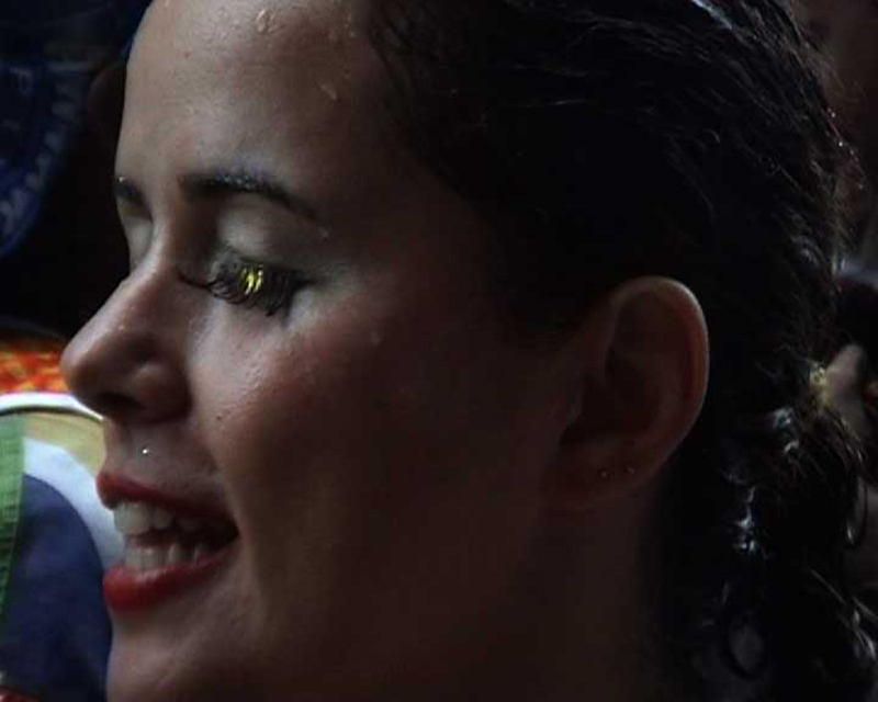 Close-up of a woman's profile as she is speaking