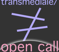 black flyer with pink and purple text for transmediale 2023