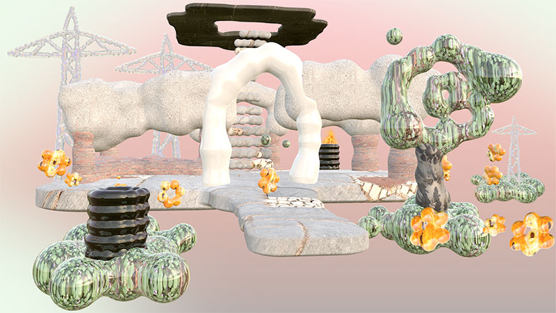 CGI image of  a fantasy landscape