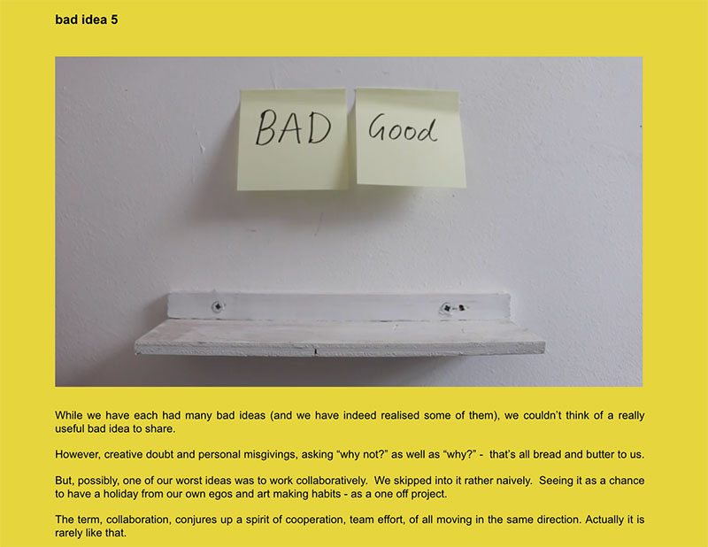 a screenshot from the website of the bad idea collective where a frame from a video is seen